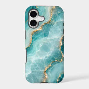 Luxury Aqua Agate Marble with Gold Veins