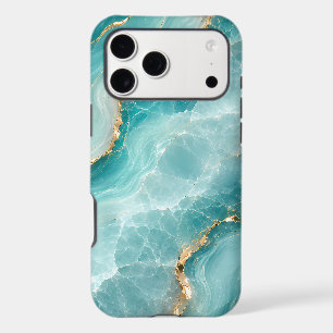 Luxury Aqua Agate Marble with Gold Veins