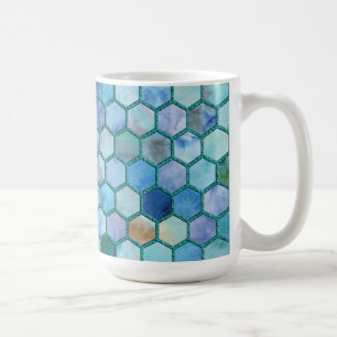 Luxury Aqua blue honeycomb pattern Coffee Mug