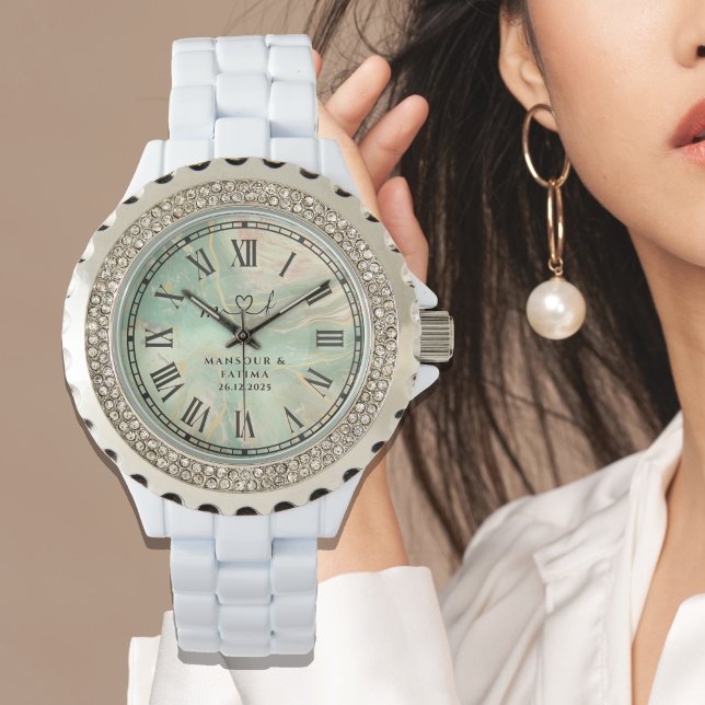 Luxury Aqua Marbled Rhinestone Watch for Women. (Creator Uploaded)
