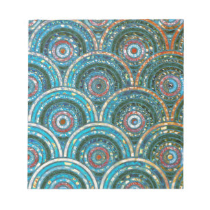 Luxury Aqua Teal Metal Foil Glitter Dots Circles Notepad