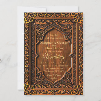 Luxury Arabesque Wooden Wedding Invitation