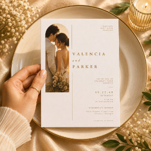 Luxury Arched Portrait Wedding Invitation
