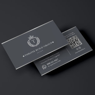 Luxury Architect Contractor Construction Crest  Business Card