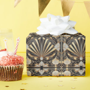 Luxury Art Deco Black & Gold Faux Diamond Wrapping Paper