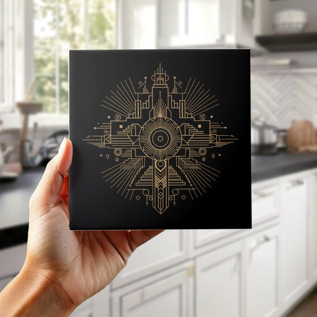 Luxury Art Deco Fan Geometric Motif Pat#4 ID1196 Ceramic Tile (Creator Uploaded)