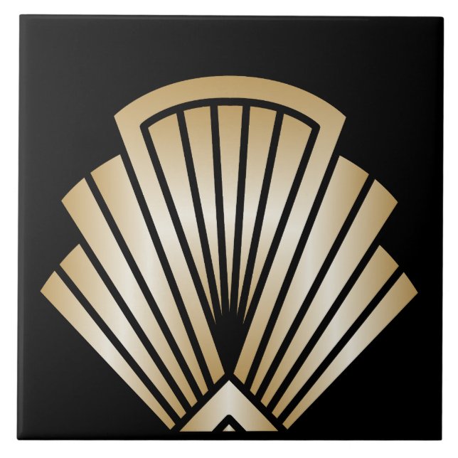 Luxury Art Deco Fan Motif Ceramic Tile (Front)