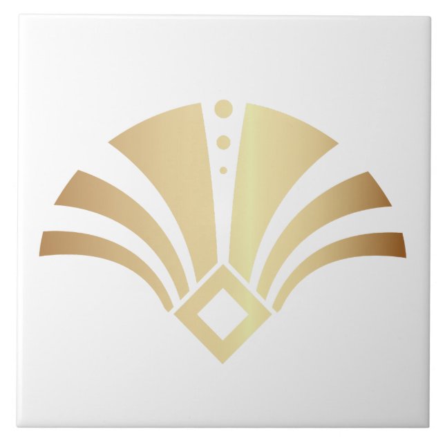 Luxury Art Deco Fan Motif Ceramic Tile (Front)