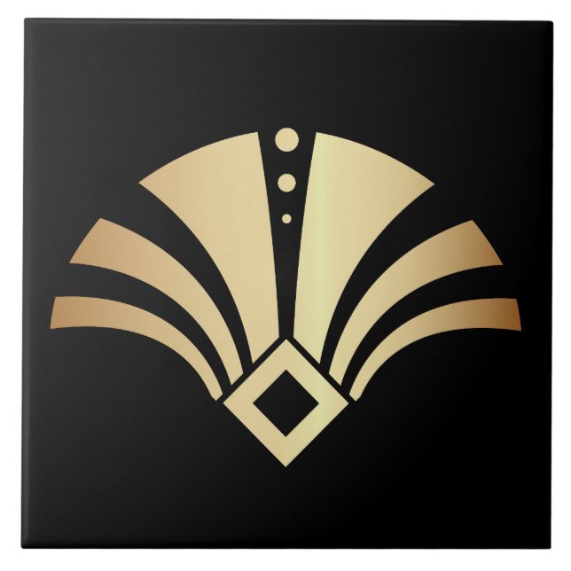 Luxury Art Deco Fan Motif Ceramic Tile (Front)