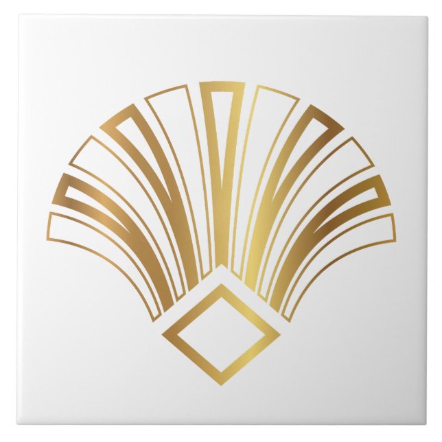Luxury Art Deco Fan Motif Ceramic Tile (Front)