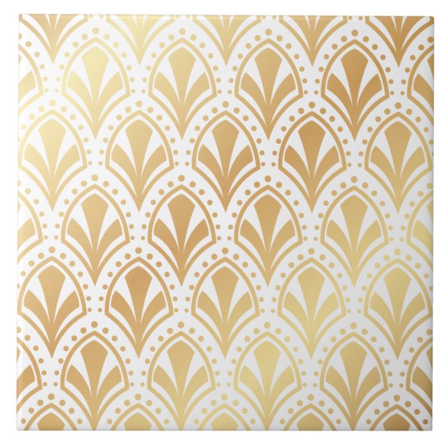 Luxury Art Deco Fan Motif Ceramic Tile (Front)