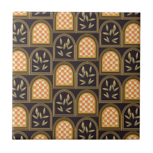 Luxury Art Deco Geometric Floral Seamless Pattern Ceramic Tile