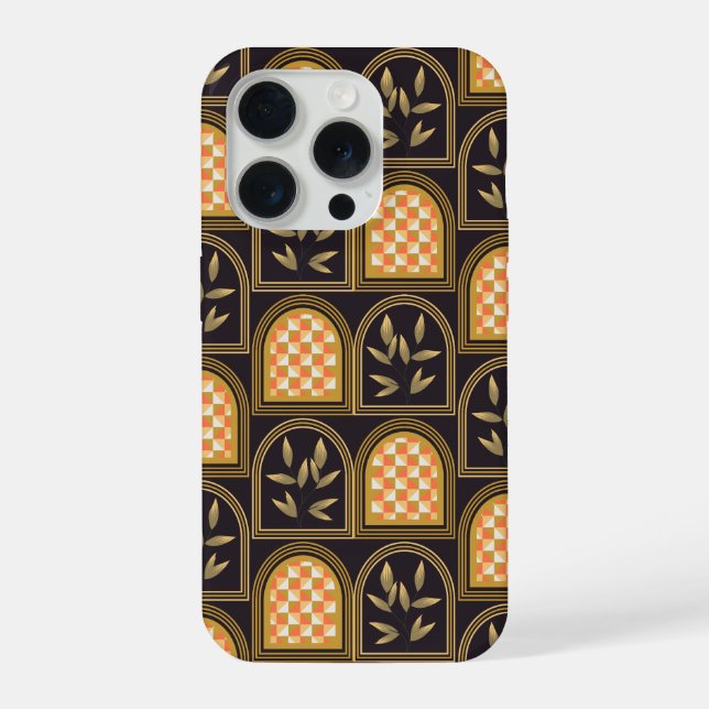 Luxury Art Deco Geometric Floral Seamless Pattern  iPhone Case (Back)