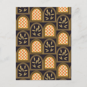 Luxury Art Deco Geometric Floral Seamless Pattern Postcard