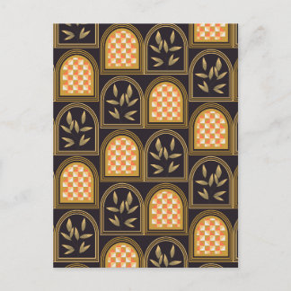 Luxury Art Deco Geometric Floral Seamless Pattern Postcard