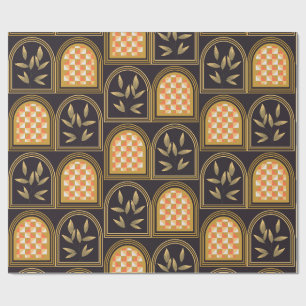 Luxury Art Deco Geometric Floral Seamless Pattern Wrapping Paper