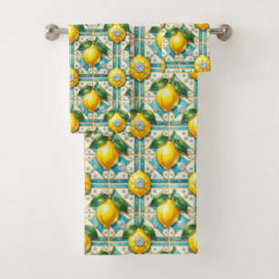 Luxury Art Deco Lemons Diamonds Bath Towel Set