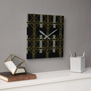 luxury art deco  square wall clock