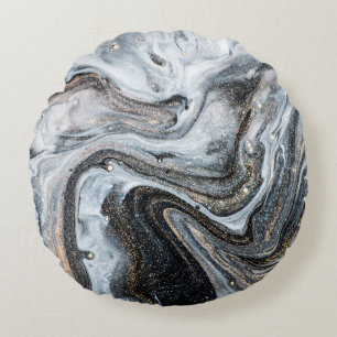 Luxury art in Eastern style. Golden swirl, artisti Round Cushion