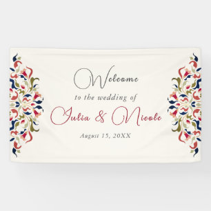 Luxury Artistic Botanical Floral Paisley Wedding Banner