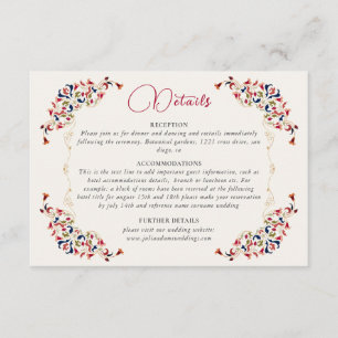 Luxury Artistic Botanical Floral Paisley Wedding Enclosure Card