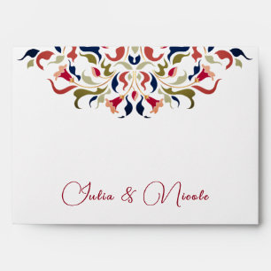 Luxury Artistic Botanical Floral Paisley Wedding Envelope