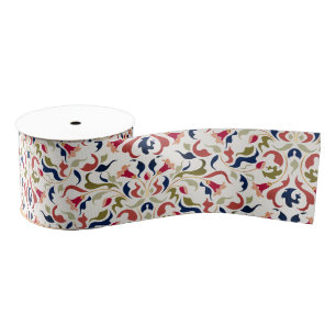 Luxury Artistic Botanical Floral Paisley Wedding Grosgrain Ribbon