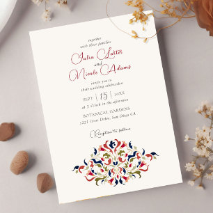 Luxury Artistic Botanical Floral Paisley Wedding Invitation