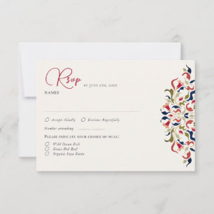 Luxury Artistic Botanical Floral Paisley Wedding RSVP Card