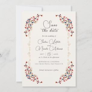 Luxury Artistic Botanical Floral Paisley Wedding Save The Date