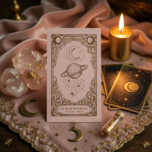 Luxury Astrology Blush Pink Gold Celestial Business Card