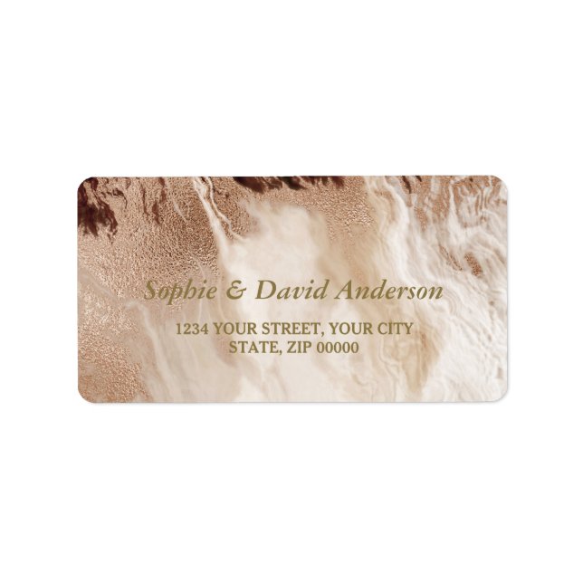 Luxury Aurum Marble Textured Wedding Label (Front)