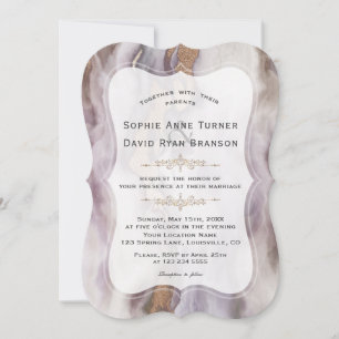 Luxury Aurum Purple Marble Wedding Invitation