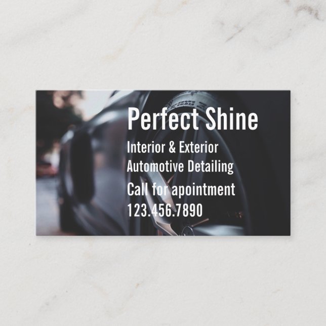 Luxury Auto Detailing Car Cleaning Repair Black Business Card (Front)