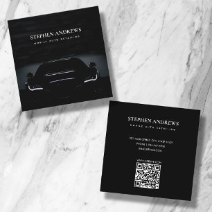 Luxury Auto Detailing Car Cleaning Repair QR Code Square Business Card