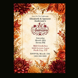 Luxury Autumn 1st Anniversary Party Invitation