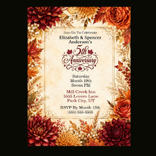 Luxury Autumn 5th Anniversary Party Invitation