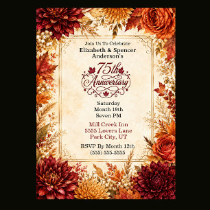 Luxury Autumn 75th Anniversary Party Invitation