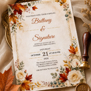 Luxury Autumn Wedding Invitation Template 
