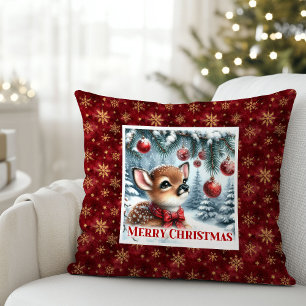 Luxury Baby Deer Snowy Forest Kids Gift Christmas  Cushion