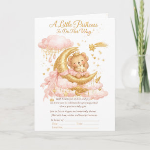 Luxury Baby Girl Shower Invitation Pink Gold Moon 