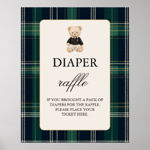 Luxury Baby Shower Boy Diaper Raffle sign
