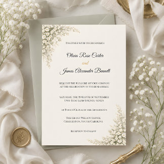 Luxury Baby's Breath Floral Wedding Invitation