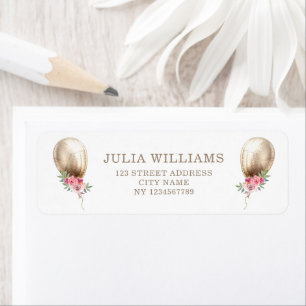 Luxury Balloon Glitter Party Return Address Label