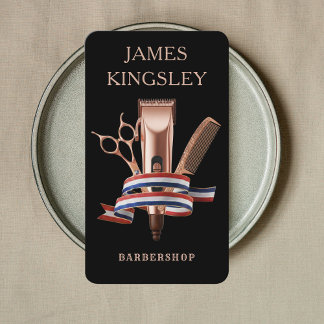 Luxury Barber Studio Professional Barbershop Black Business Card