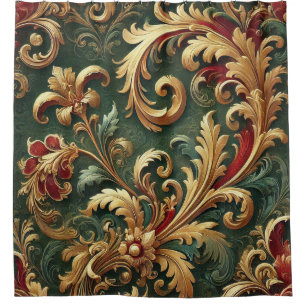 Luxury Baroque Damask Pattern Shower Curtain