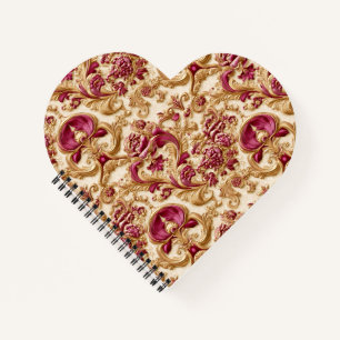Luxury Baroque Floral Gold and Burgundy Notebook