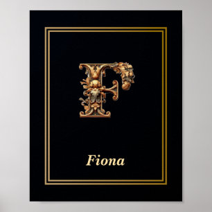 Luxury Baroque Letter F Monogram Poster
