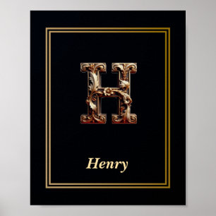 Luxury Baroque Letter H Monogram Poster