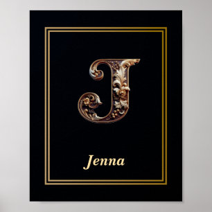 Luxury Baroque Letter J Monogram Poster 